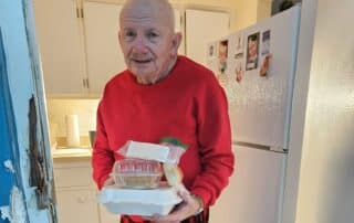 veteran receiving food donation