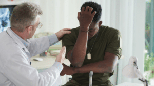 veteran in doctors office